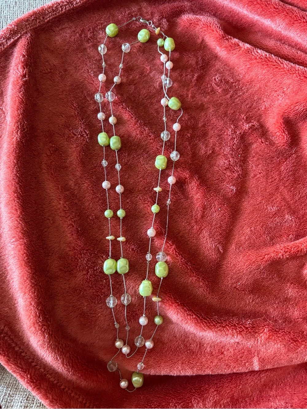 Green Beaded Multi-Strand Necklace